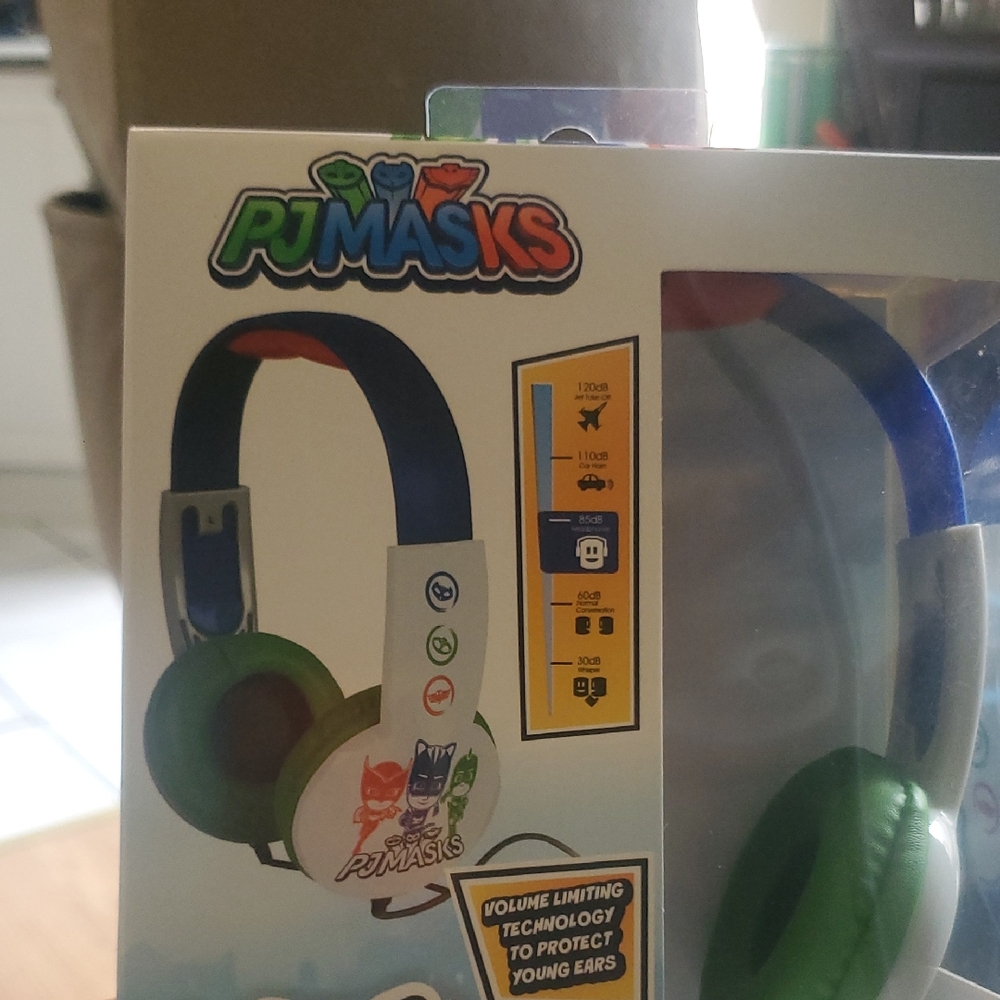 PJ Masks Kids Headphones with Green and Blue Design